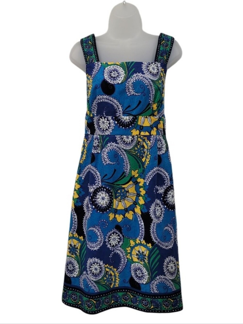 Peck & Peck Geo-Floral Print Midi Knee Length Dress Lined Bohemian Graphics